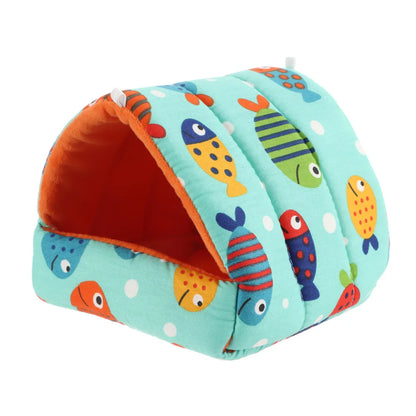 Winter Cute Cartoon Rabbit Squirrel Mini Cage Guinea Pig Nest Small Animal Mice Rat Pet Sleeping Bed Hamster House Warm Soft Mat