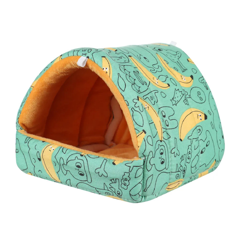 Winter Cute Cartoon Rabbit Squirrel Mini Cage Guinea Pig Nest Small Animal Mice Rat Pet Sleeping Bed Hamster House Warm Soft Mat