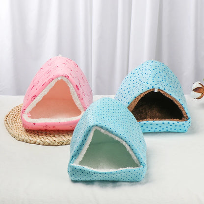 Winter Cute Cartoon Rabbit Squirrel Mini Cage Guinea Pig Nest Small Animal Mice Rat Pet Sleeping Bed Hamster House Warm Soft Mat