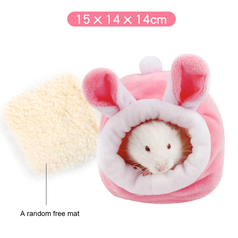 Hamster Cage Soft Warm Bed Pet Rat Hammock Pig Squirrel Winter House Velvet Nest Sleeping Warm Bed Small Pet Items