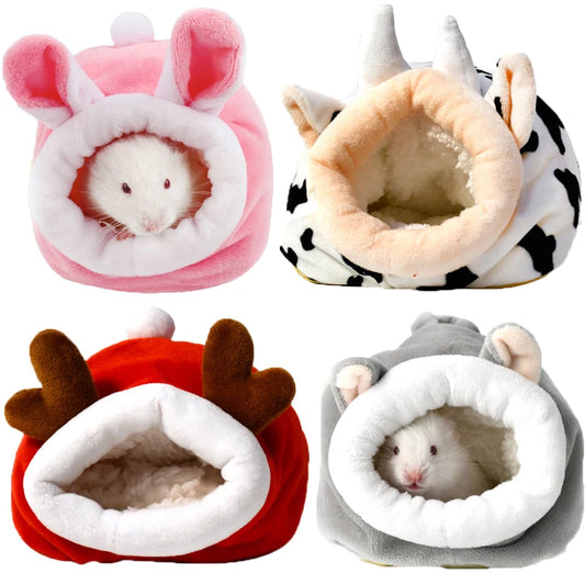 Hamster Cage Soft Warm Bed Pet Rat Hammock Pig Squirrel Winter House Velvet Nest Sleeping Warm Bed Small Pet Items