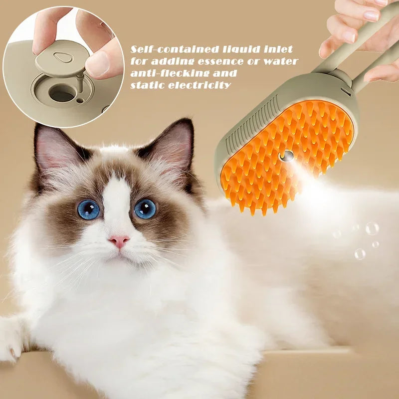 Pet Steam Brush Steam Cats Comb Electric Sprayer for Massage Wool Cat Brush Vaporizer Hair Removal Grooming Pets Accessories