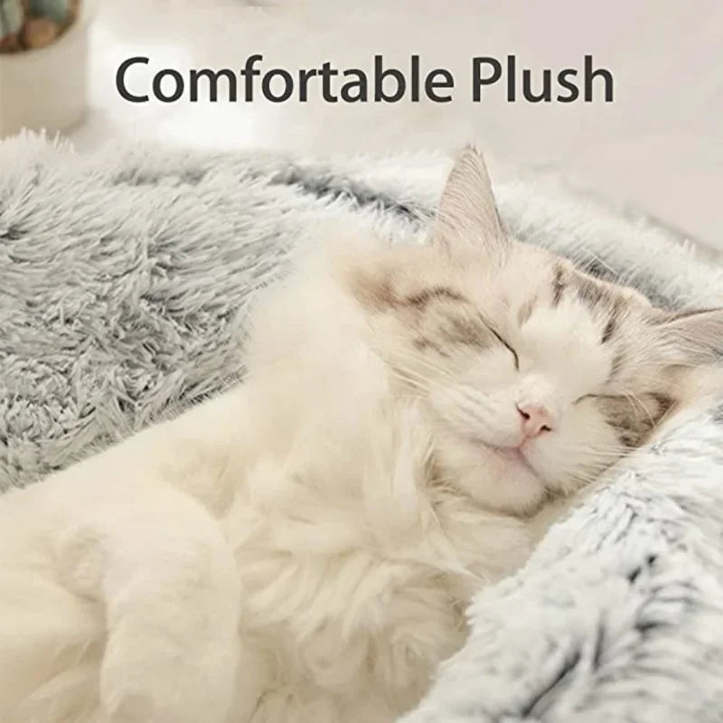 Winter Plush Pet Cat Bed Round Cat Cushion Cat House 2 In 1 Warm Cats Basket Pet Sleep Bag Kitten Nest Kennel for Small Dog Cats