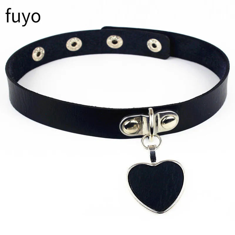 2023 Gothic Collar For Girls Leather Choker Necklace goth Heart Cat Wing Studded Choker punk Necklaces Women Cosplay Jewelry