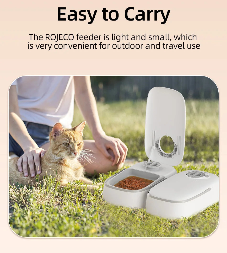 2 Meals Automatic Pet Feeder Smart Cat Food Dispenser For Wet & Dry Food Kibble Dispenser Accessories Auto Feeder For Cat