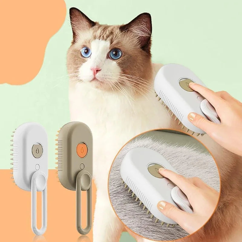 Steam Brush Cat Vaporizer Electric Spray Cat Hair Brush 3 in1 Dog Steamer Brush for Massage Pet Grooming Steam Brush for Cats