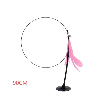 Cat Teaser Stick With Bell, Feather, Long Rod Suction Cup