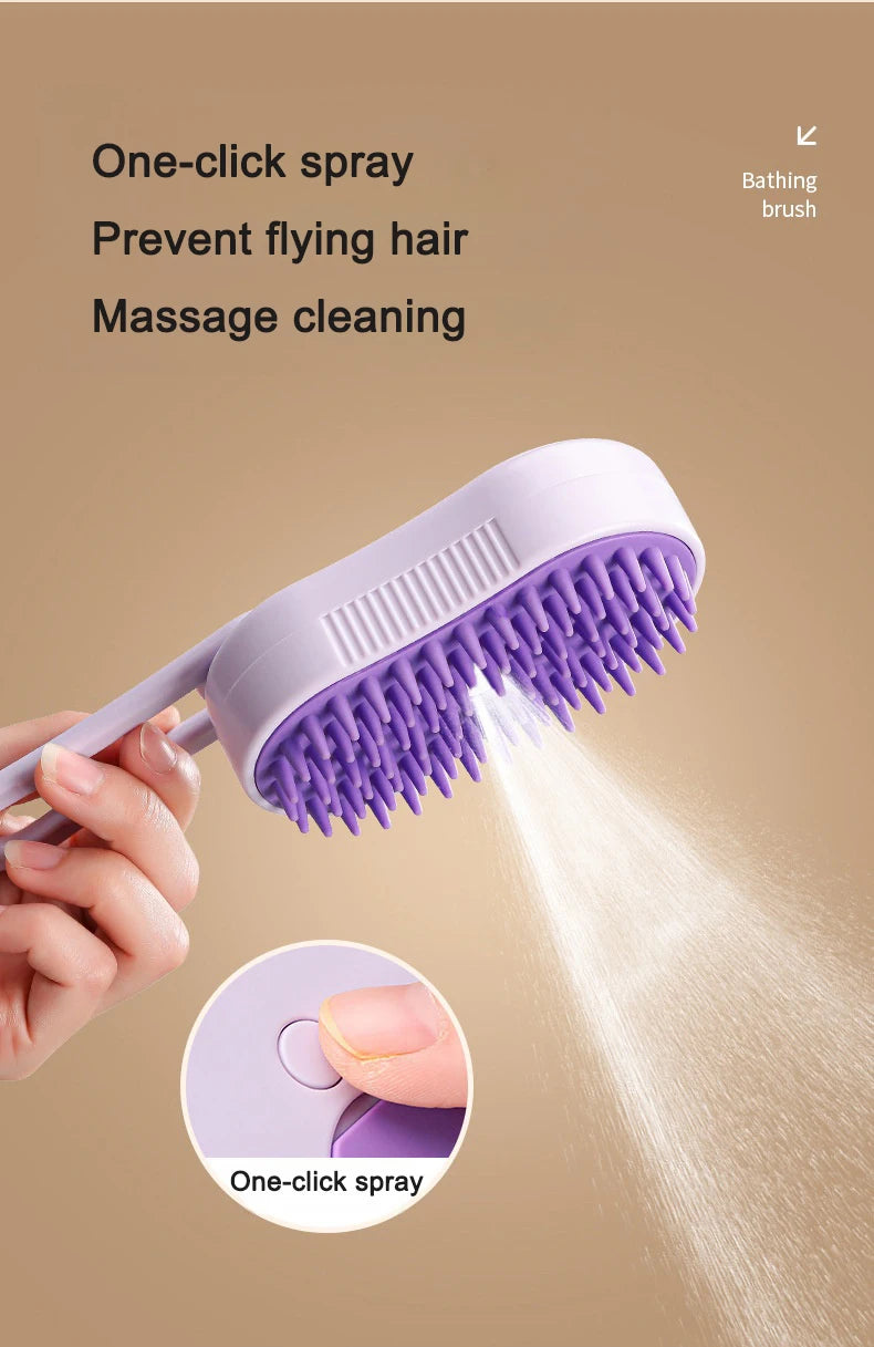 3 in 1 Pet Electric Steam Brush Cat and Dog Cleaning Spray Massage Grooming Comb Retractable Handle Pet Hair Removal BeautyBrush