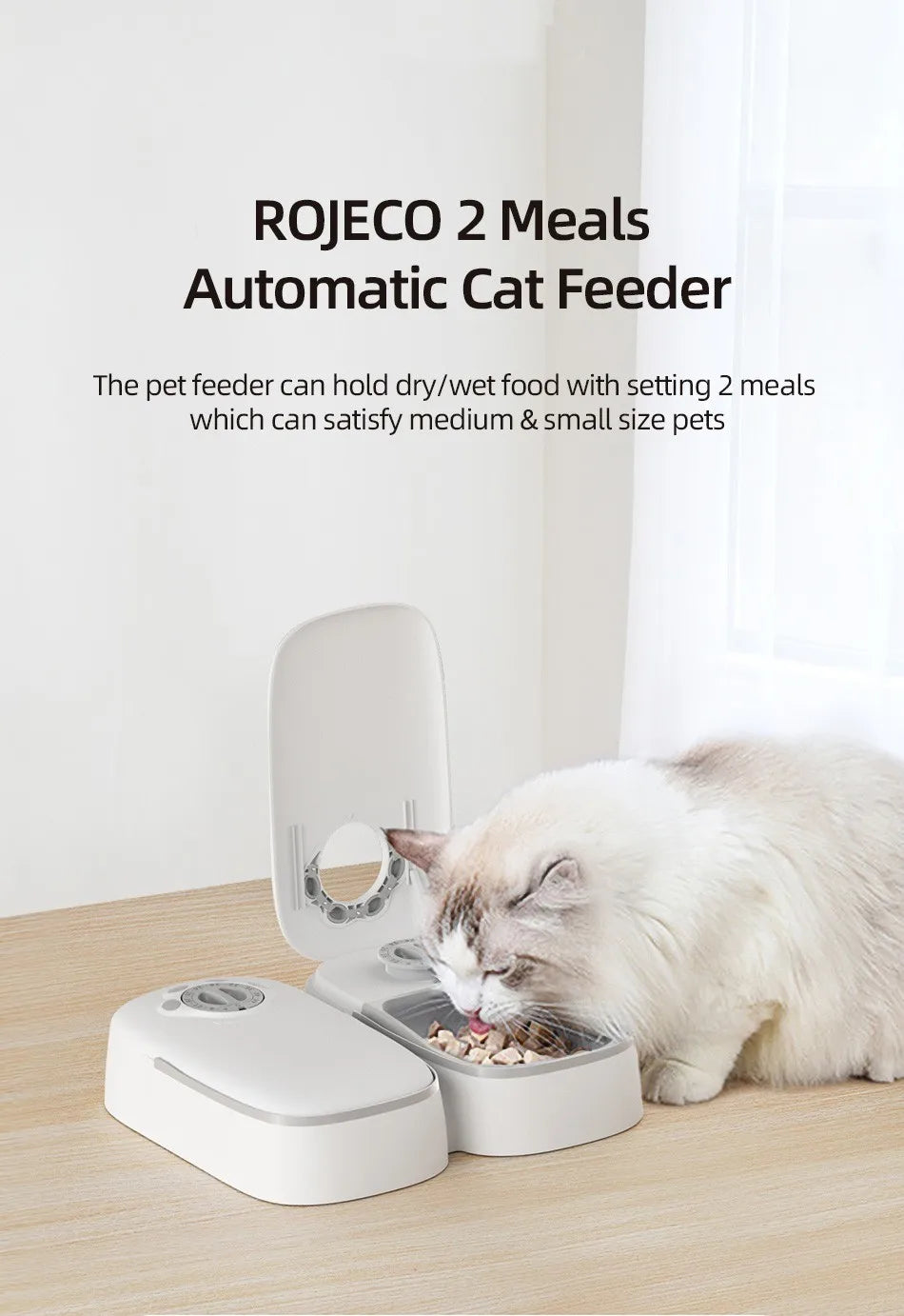 2 Meals Automatic Pet Feeder Smart Cat Food Dispenser For Wet & Dry Food Kibble Dispenser Accessories Auto Feeder For Cat