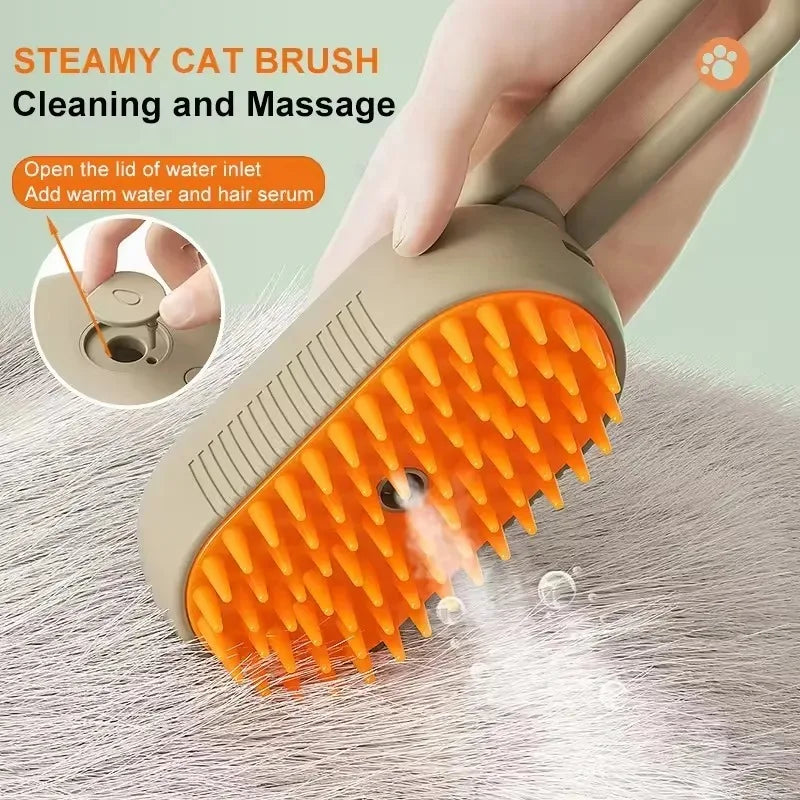 Pet Steam Brush Steam Cats Comb Electric Sprayer for Massage Wool Cat Brush Vaporizer Hair Removal Grooming Pets Accessories