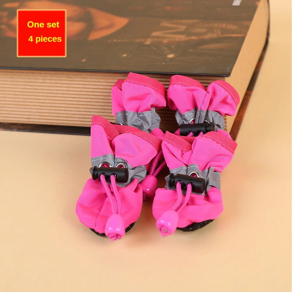 4pcs Water-Resistant Dog Shoes For Small Dogs - Protect Your Pet's Paws And Keep Them Dry,Outdoor rain boots for dogs