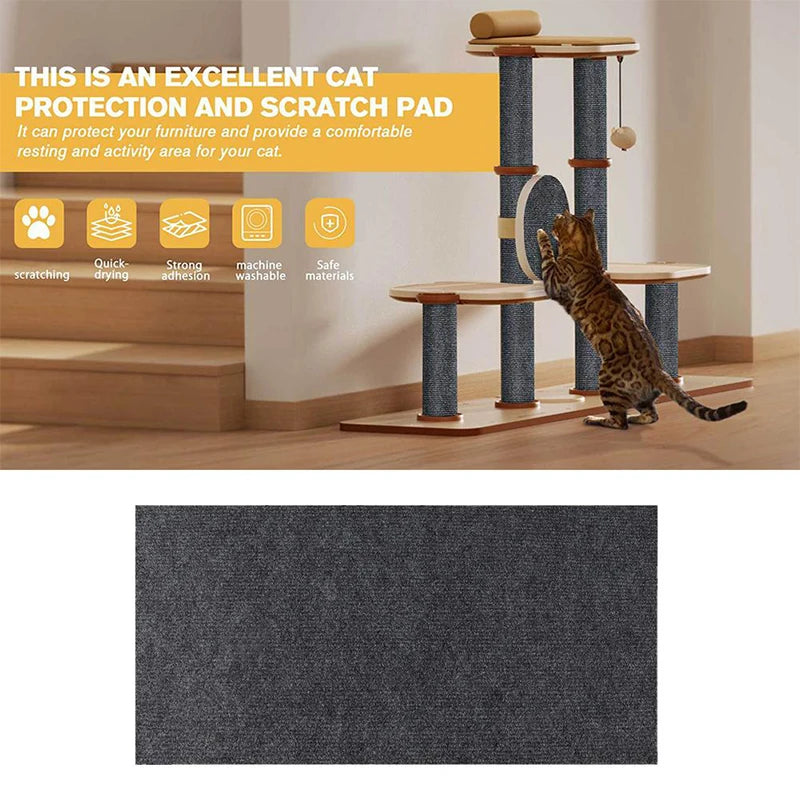 Trimmable Self-Adhesive Cat Scratch Mat – Protect Your Furniture and Walls from Scratching with This Easy-to-Use Solution