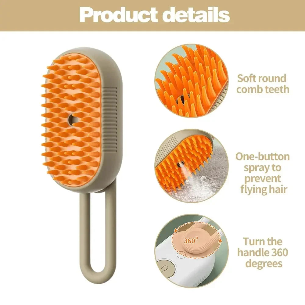 Steamy Dog Brush  Spray Cat Hair Brush 3 in1 Dog  Brush  Massage Pet Grooming Removing Tangled and Loose Hair