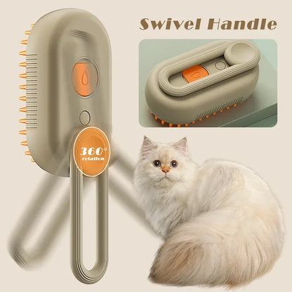 Steam Brush Cat Vaporizer Electric Spray Cat Hair Brush 3 in1 Dog Steamer Brush for Massage Pet Grooming Steam Brush for Cats