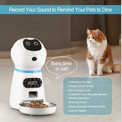 Smart Automatic Pet Feeder With Voice Record Stainless Steel LCD Screen Timer For Dog Food Bowl Cat Food Dispenser Pet Supplies