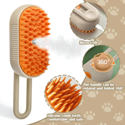 Steam Brush Cat Vaporizer Electric Spray Cat Hair Brush 3 in1 Dog Steamer Brush for Massage Pet Grooming Steam Brush for Cats