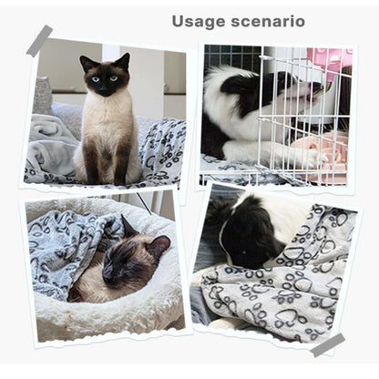 1pc Soft High Quality Pet Blanket, Grey Paw Dog Blanket Washable, Pet Mat Warm and Comfortable Blanket for Cat Dogs