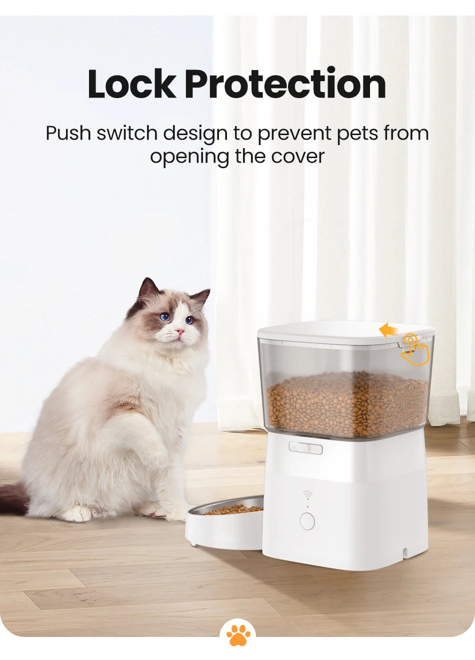 ROJECO 2L Automatic WIFI Cat Feeder Smart Pet Food Dispenser For Dry Food Dogs Kibble Dispenser With Remote Control Accessories